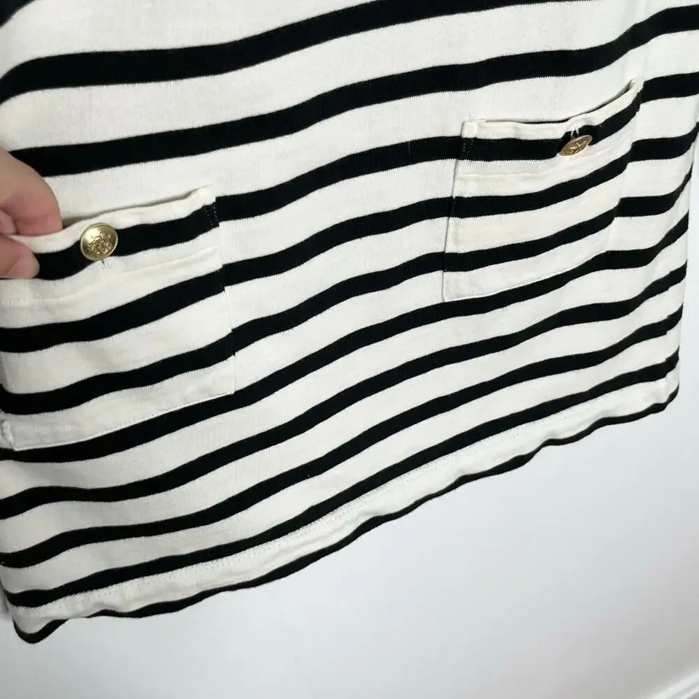 J.Crew Mariner Cloth Stripe Mini Dress Nautical Coastal Black Cream XS